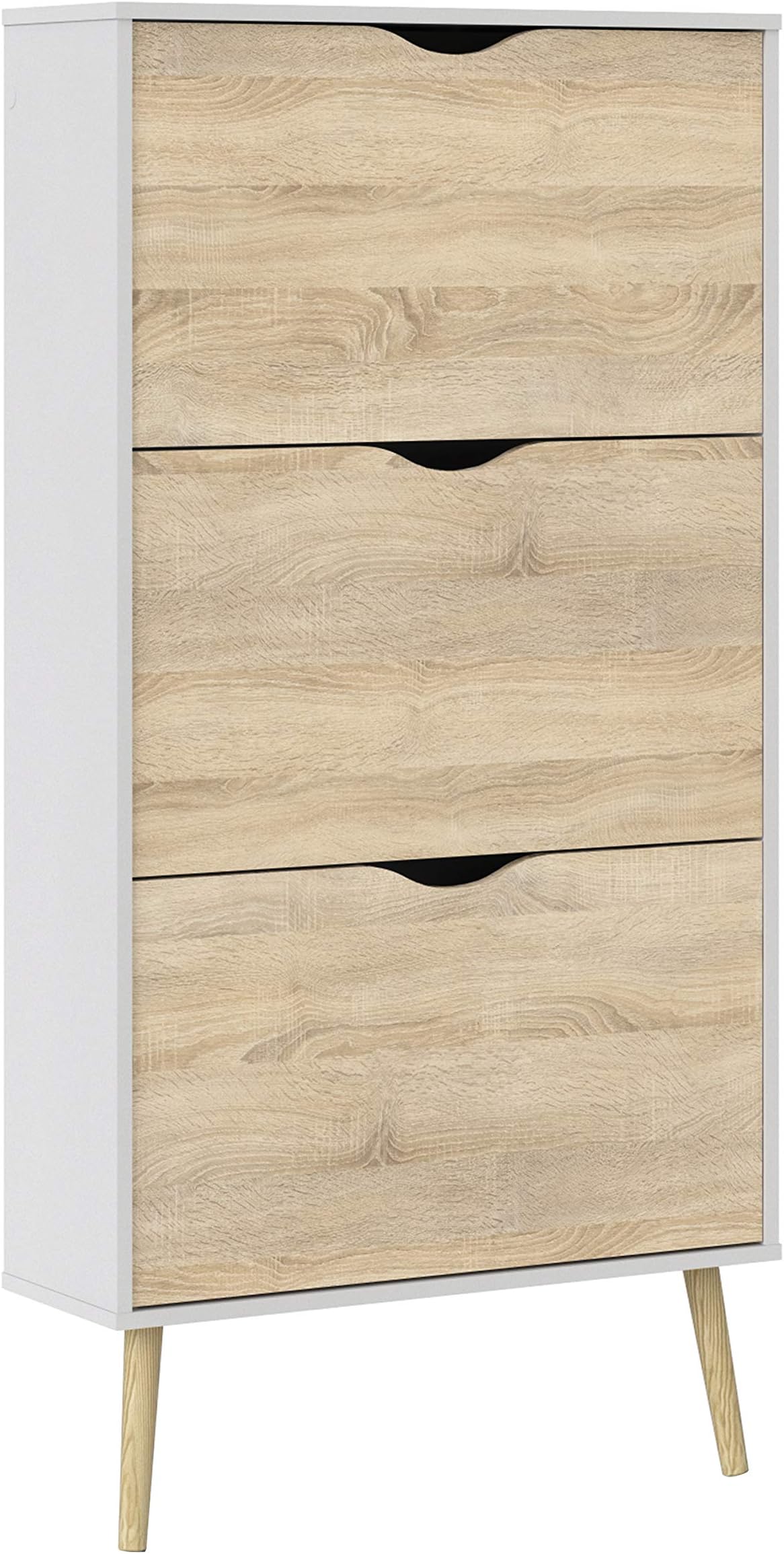 Furniture To GoOslo Shoe Cabinet 3 Drawers in White and Oak