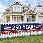 Probsin 250th Anniversary Banner 120" x 20" Freedom 250 Years Birthday 1776-2026 American Flag Patriotic Party Supplies Home Decorations for Outdoor, Indoor, Yard, Garden, Porch, Lawn