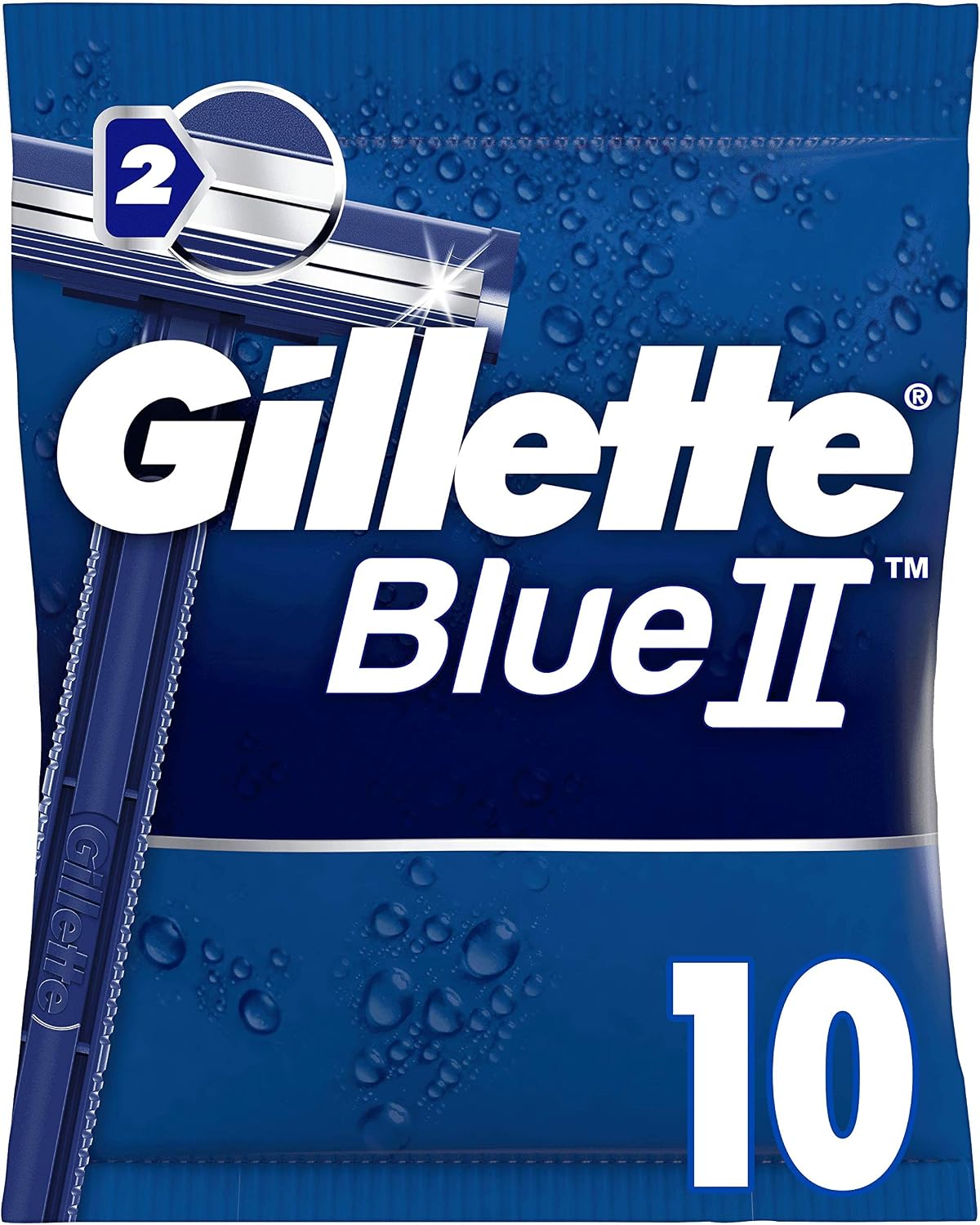Gillette BlueII Disposable Razors for Men x10, 10 count (Pack of 1)