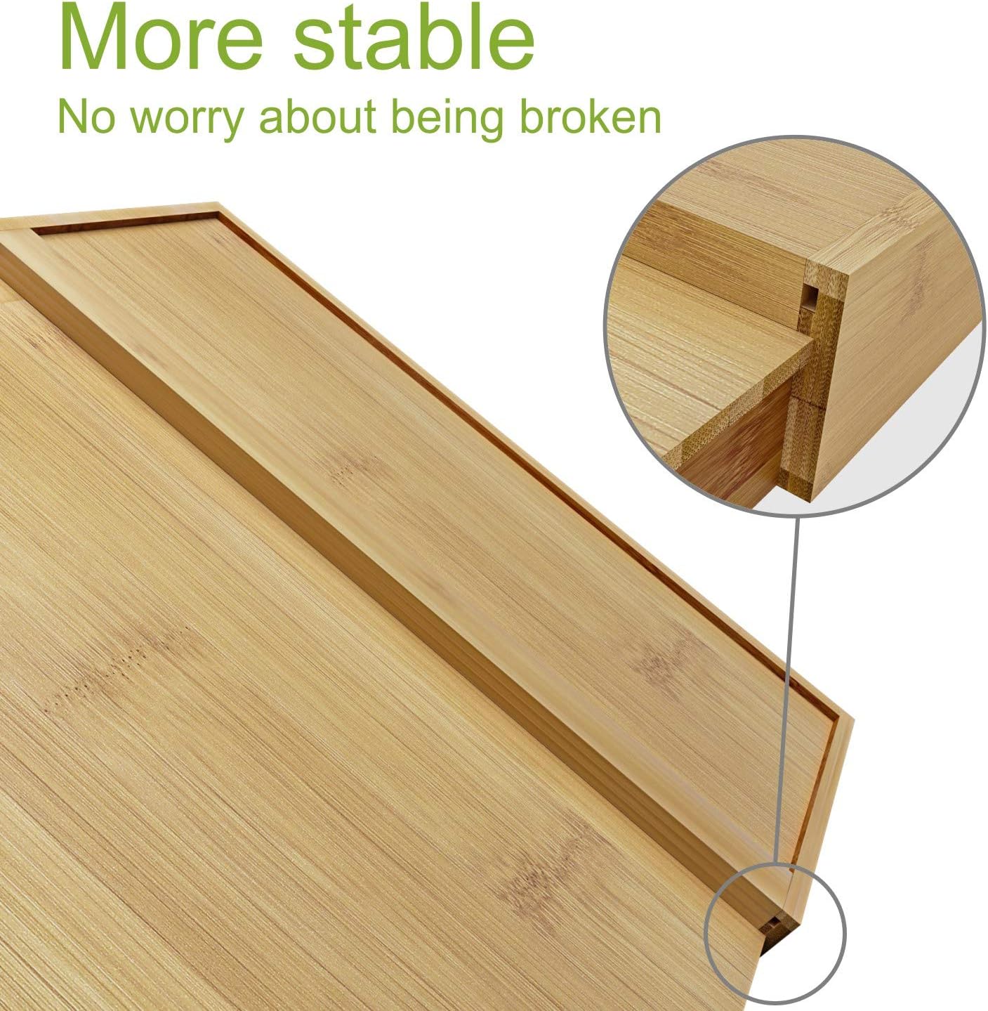 BAMEOS Utensil Drawer Organizer, Cutlery Tray Desk Drawer Organizer Silverware Holder Kitchen Knives Tray Drawer Organizer, 100% Pure Bamboo Expandable Adjustable Cutlery: Home Improvement