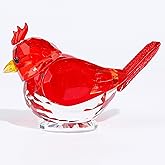 Qianwei Red Crystal Bird Figurine Collectible - Cardinal Gifts Handmade Glass Animals Figurines Crystal Office Desk Table Home Decor Paperweight