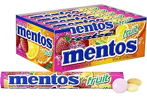 Mentos Candy, Mint Chewy Candy Roll, Fruit, Non Melting, Holiday, Party, Concessions, Office, 14 Pieces (Bulk Pack of 15) - Packaging May Vary