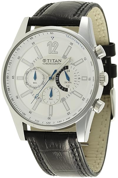 Titan Classique Chronograph Silver Dial Men's Watch -NK9322SL02