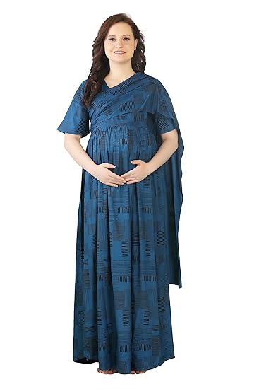Womens Printed Long Maternity Nightdress
