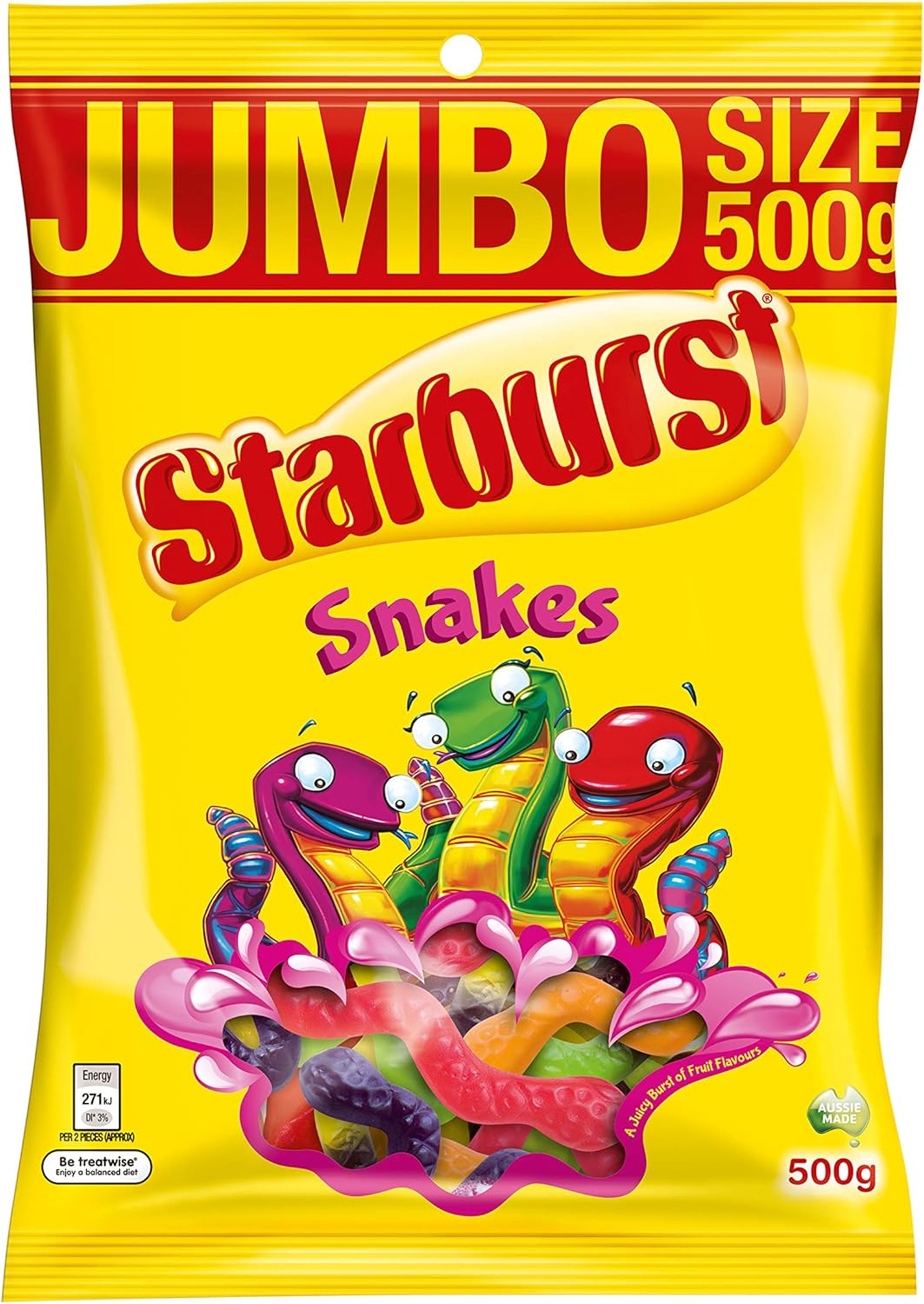 Starburst Snakes Jumbo Size Bag, 500g Grocery & Gourmet