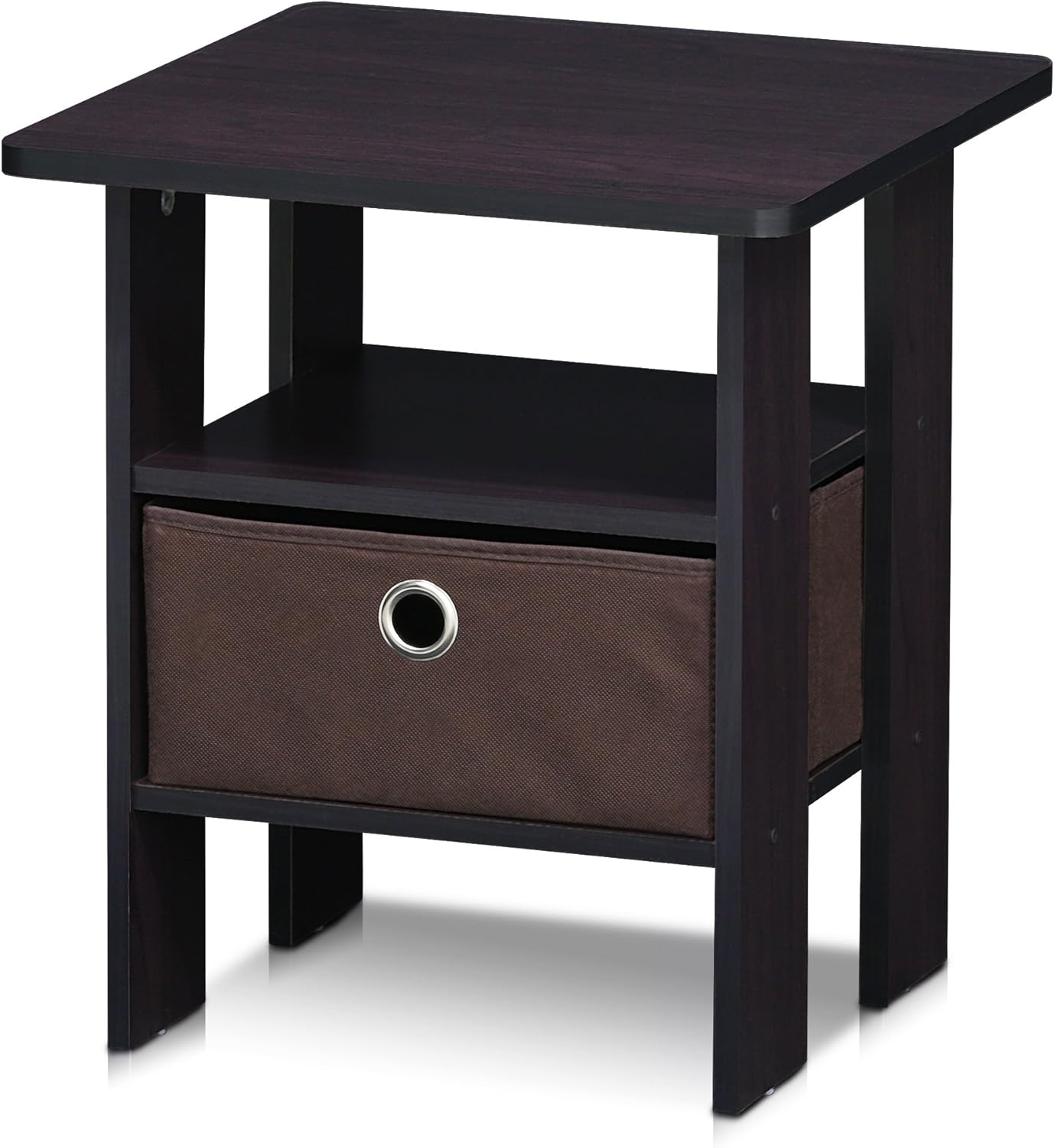 Furinno ANDREY Side Table, End Table, Night Stand with Open Shelves and Storage Bin, Bedside Table, for Living Room Bedroom - Image 4
