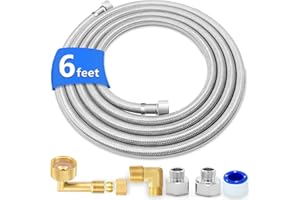 Dishwasher Installation Kit - 6 FT Stainless Steel Dishwasher Hose with 3/8" Compression Connections,Food Grade PEX Inner Tub