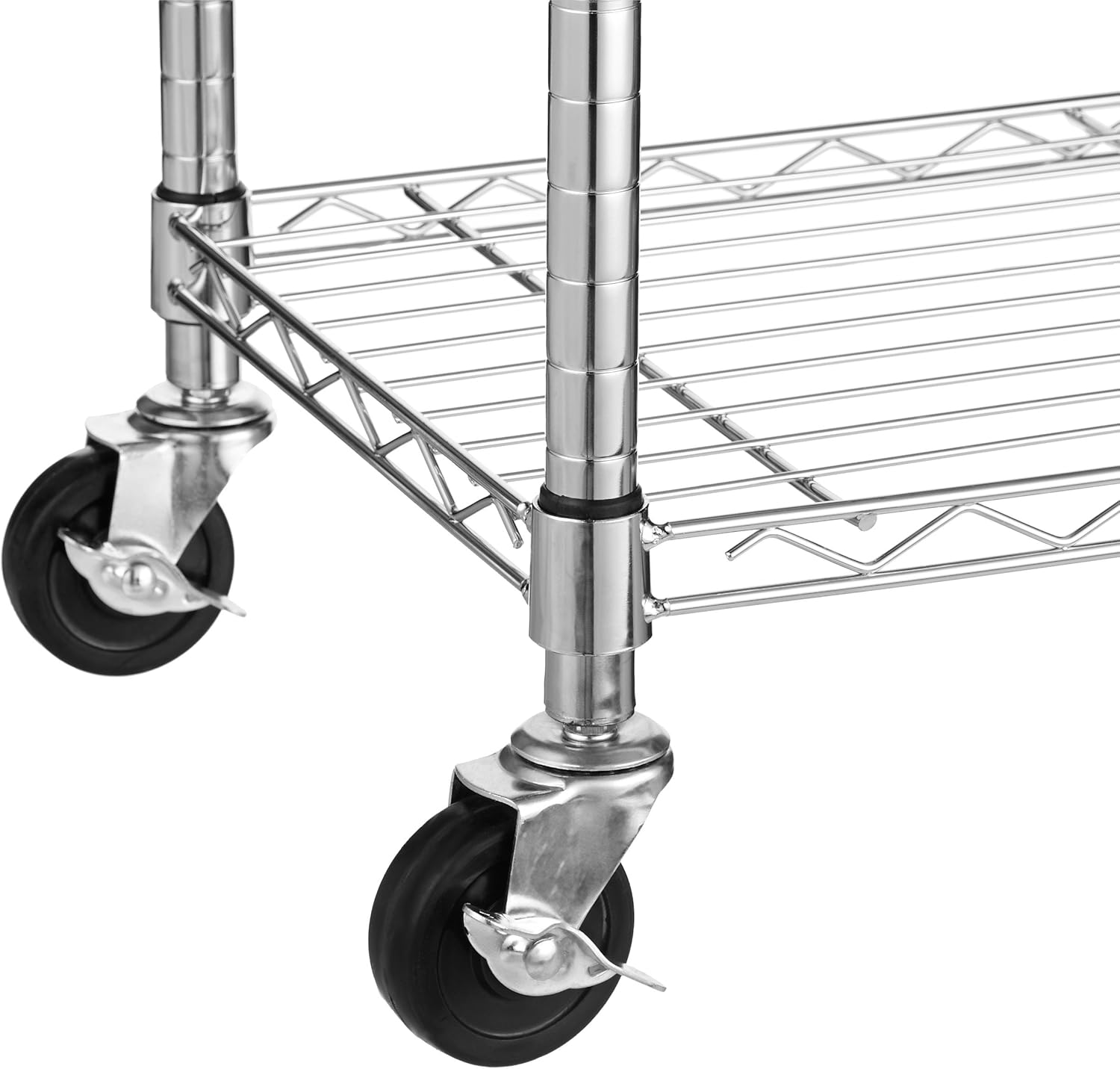 Basics 5-Shelf Shelving Storage Unit on 4'' Wheel Casters , Metal Organizer Wire Rack, Chrome Silver (30L x 14W x 64.75H): Home & Kitchen
