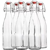 AYL Flip Top Glass Bottle [16 fl. oz./Pack of 6]– Swing Top Brewing Bottle with Stopper for Beverages, Oil, Vinegar, Kombucha, Beer, Water, Soda, Kefir – Airtight Lid & Leak Proof Cap – Clear