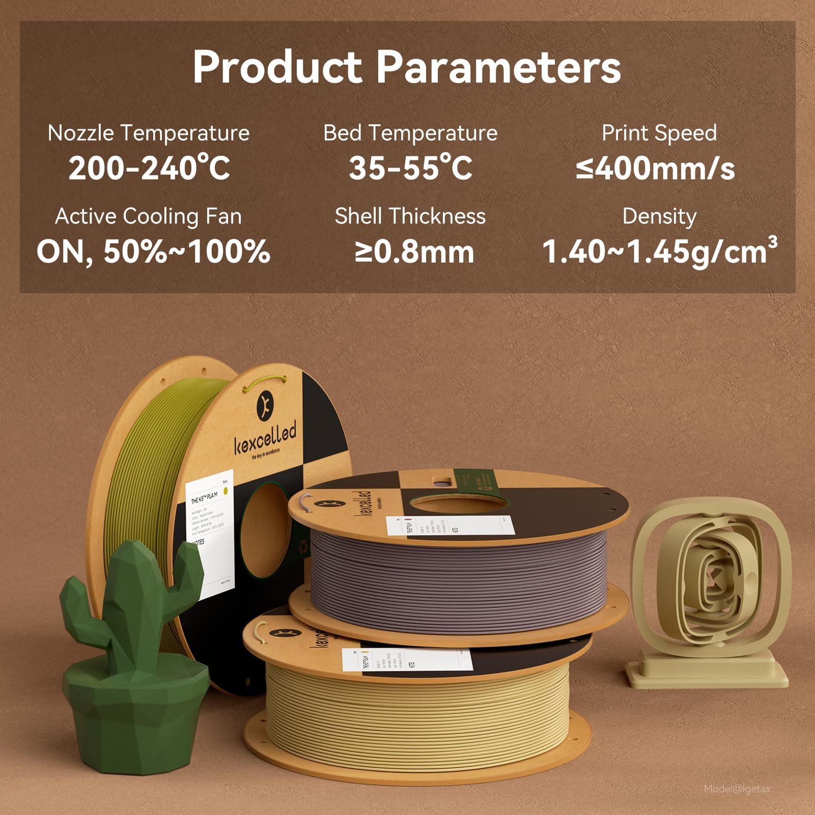 kexcelled PLA Matte Kirschrot Filament 1,75mm +/-0,03mm, Matt Textur Finish Farbe, Ästhetische Materialien für FDM 3D Druck, 1kg Rolle Spule 6