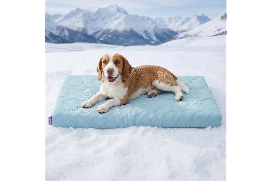 LE SURE Cooling Dog Beds Large Sized Dog, Q-Max>0.5 Cooling Mat with Removable Washable Cover, Breathable Orthopedic Egg Crat