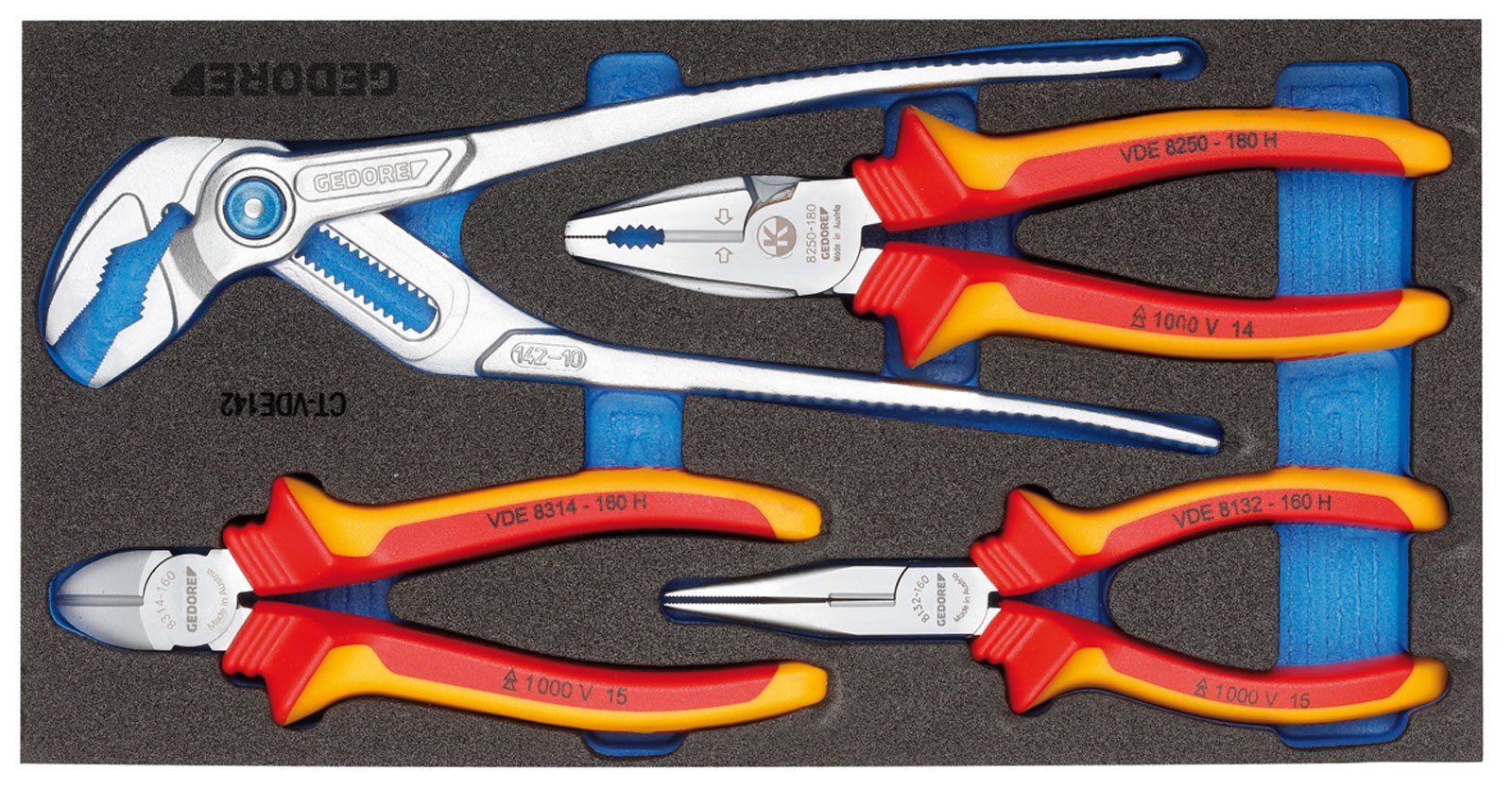 Gedore VDE Pliers Set in 1/3 ct Module, 1500 CT1 VDE 142