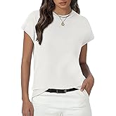 Womens Tops Summer Sweater Short Sleeve Shirts Dressy Casual Basic Casual Cap Sleeve Tops Beach Vacation Clothes
