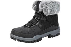 KOIMED Women Cozy Ankle booties Winter Snow Boots With Fur Lined Warm Shoe Non Slip Lace Up Short Low Top Cold Weather Walking