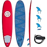 Bloo Tide 8ft Surfboard Soft top Red with Blue Wavizm Design Bottom Graphic