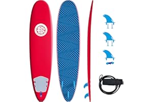 Bloo Tide 8ft Surfboard Soft top Red with Blue Wavizm Design Bottom Graphic