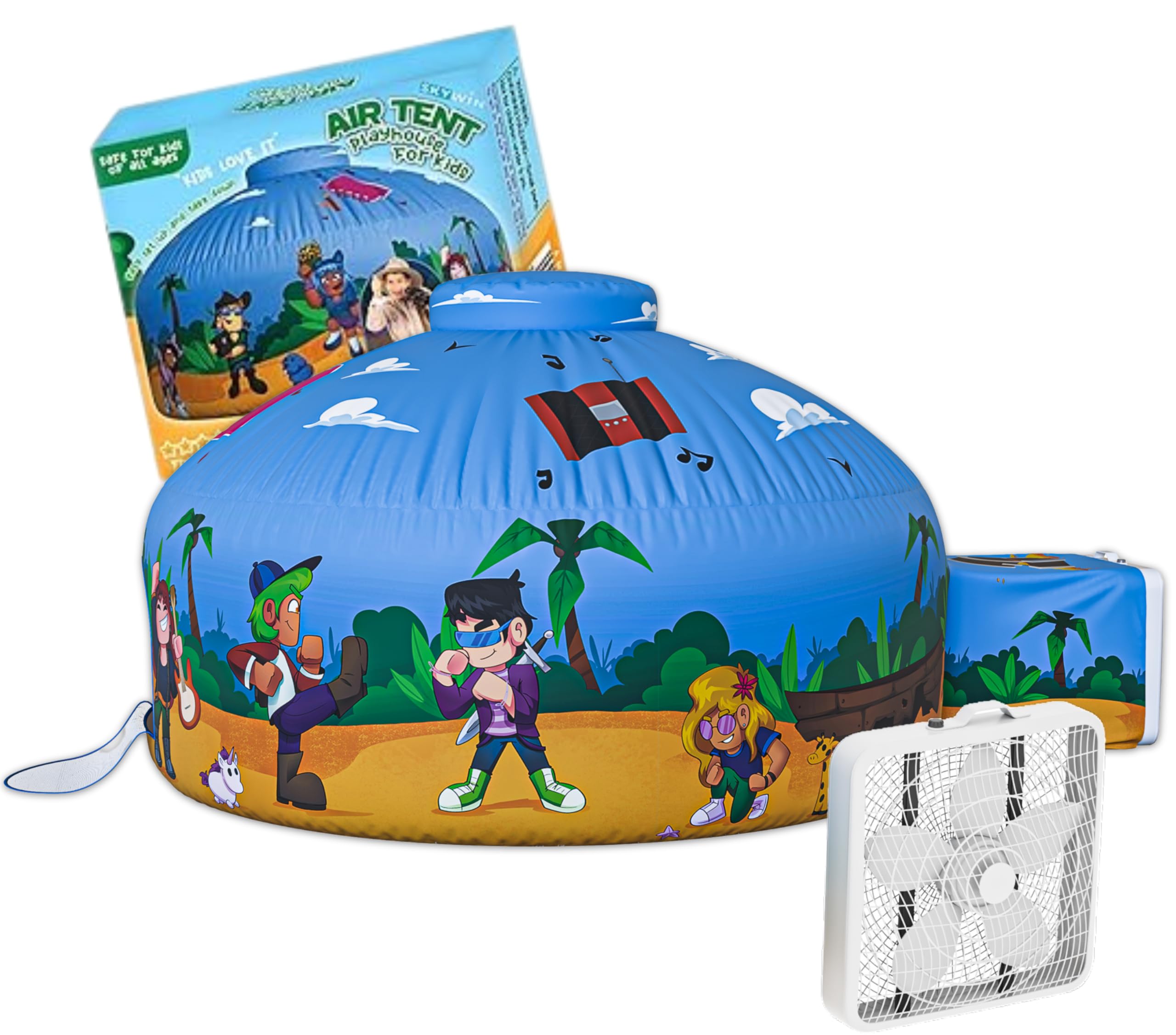 Skywin Blox Fortress Funhouse Air Tent for Kids with Door (77” x 50”) Builds in 30 Sec, Toddler Tents Indoor for Imaginative Play, Kids Forts Indoor Playhouse, Christmas Birthday Gift (Fan Not Incl) Image