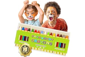 ENJSD Face Paint Crayons for Kids, 16 Colors Face and Body Paint, Safe & Non-Toxic Face Painting Kit for Kids, Halloween Makeup Kit for Adults & Toddlers, Face Painting Crayons for Birthday Party (16 PCS)