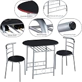 Yaheetech 3 Piece Dining Table & Chairs Set Compact Kitchen Balcony Black view 4