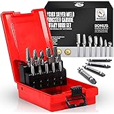 Premium-Grade Die Grinder Bits Tungsten Carbide Burr Set 1/4 Shank 10-PC Double Cut Rotary Cutting Burr Bits for Metal Grinding Dewalt Milwaukee Die Grinder Accessories + Bonus 4PC Screw Extractor Set