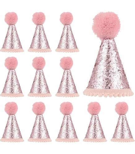DRANSMIC Lot de 12 mini chapeaux de fête pour animaux en peluche, mini chapeaux marron avec pompons pour poupées, chiens, chats, animaux de compagnie, décoration d'anniversaire bohème pour l'automne