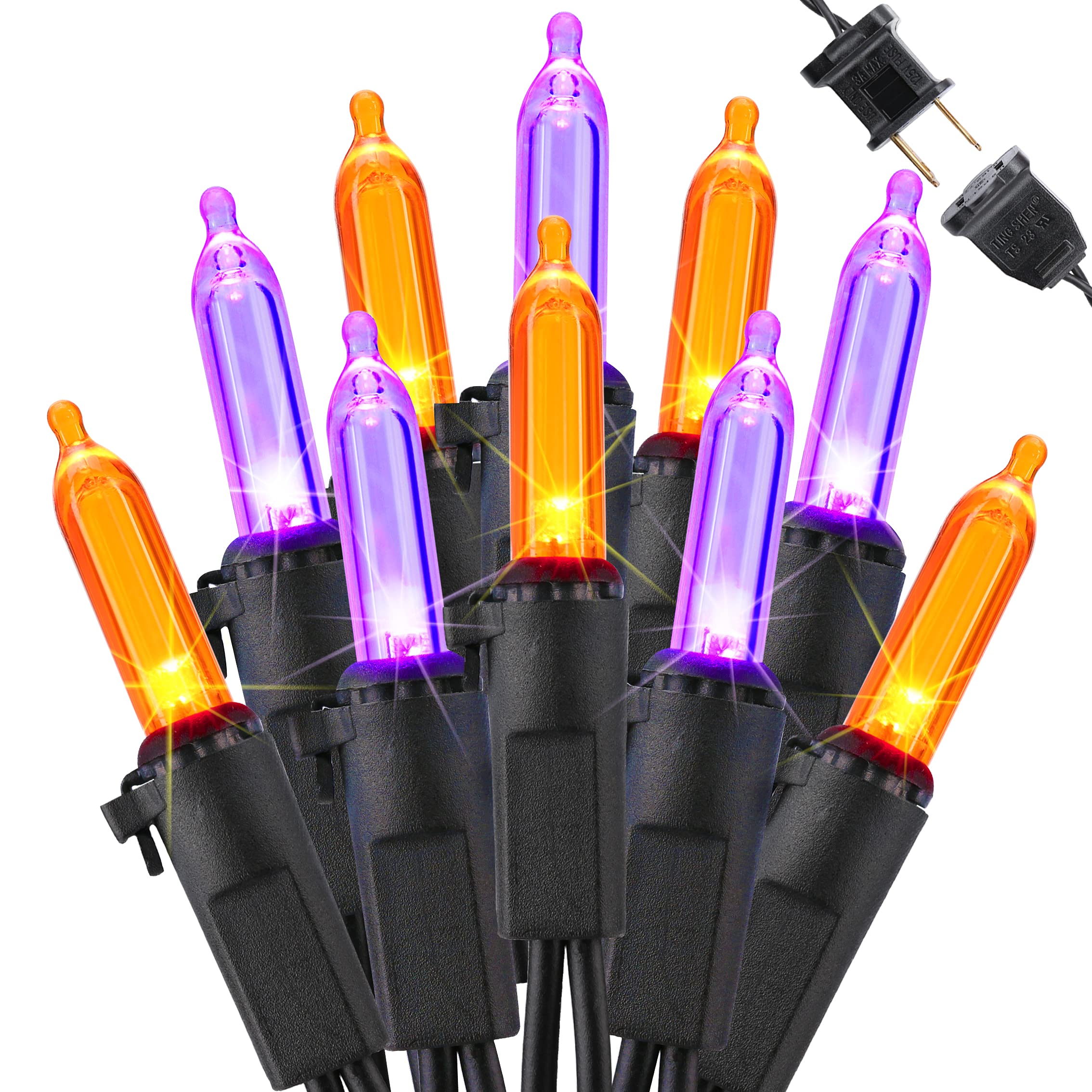 Photo 1 of Brizled Purple & Orange Halloween Lights, 33ft 100 LED Halloween String Lights, 120V UL Certified Purple String Light Connectable Orange Mini Light Outdoor for Tree Garden Home Patio Decorations