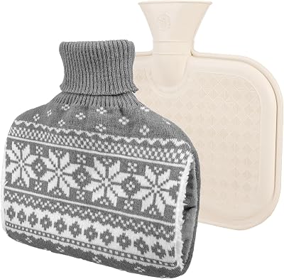 Heyu-Lotus 1L Hot Water Bottle with Soft Knitted Cover for Pain Relief