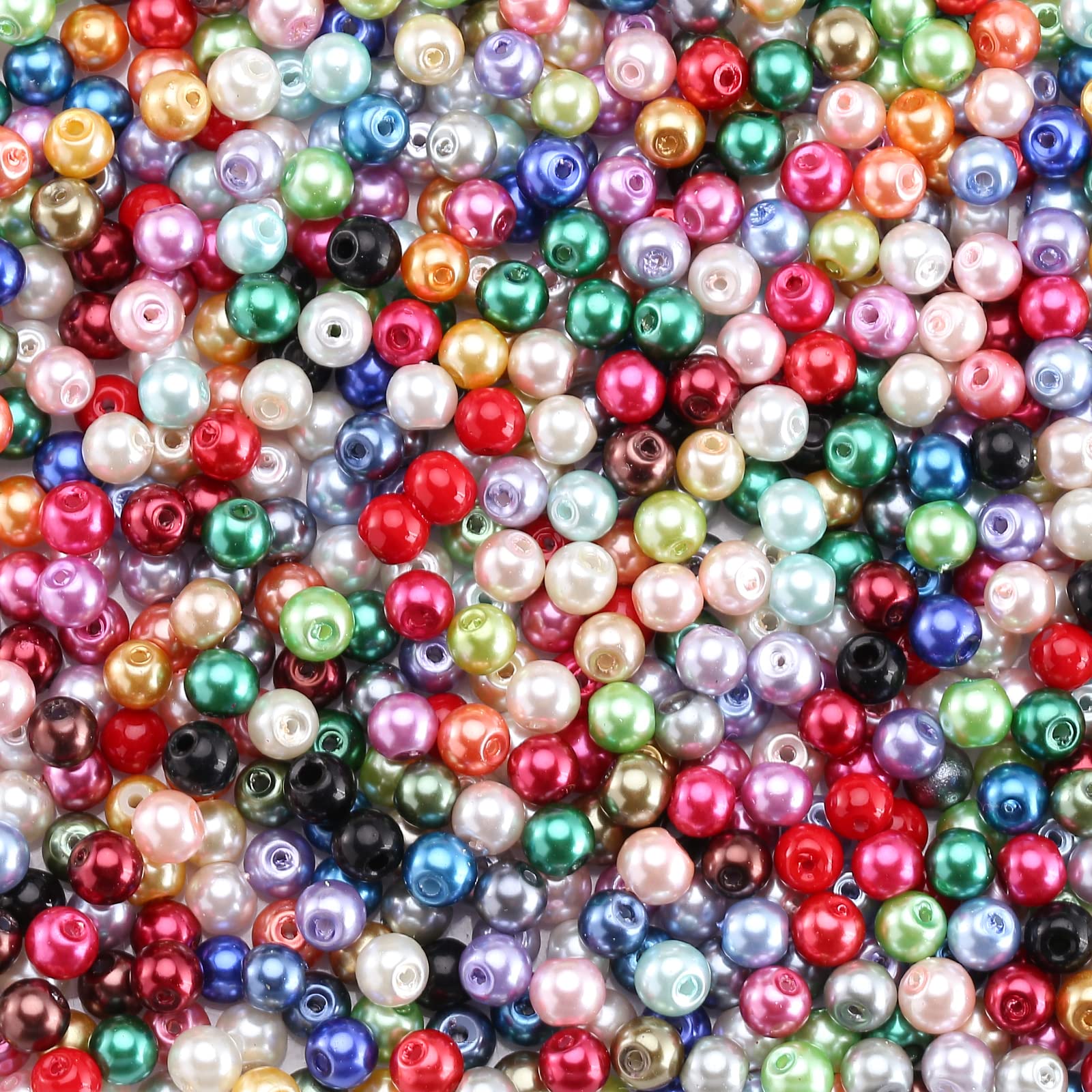 HERZWILD Pearl Beads Colour Mixed Round Glass Pearl Beads for Jewellery Making (color6mm)