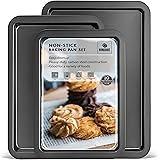 HONGBAKE Large Baking Sheet Set, Cookie Sheet Pan, Nonstick Oven Tray with Wider Grips, 3 Pack Bakeware, Dishwasher Safe - Da