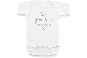 PINEAPPLE PANCAKE KIDS Hi Grandpa I Can't Wait To Meet You Pregnancy Announcement Infant Bodysuit - Surprise Gift For Grandpa (White)