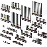Geinxurn 217Pieces Impact Screwdriver Bits Set, S2 Steel 1”/2”/3”/6”Magnetic D2 Phillips/Slotted/Square/Torx/Hex Muliti Bits Tips Set with Impact Bit Holder and Bit Magnetizer/Demagnetizer