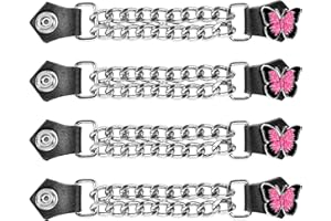 GARGOYLE BELLS Motorcycle Vest Extenders, Genuine Leather Double Chain Vest Extenders for man (4 pcs)