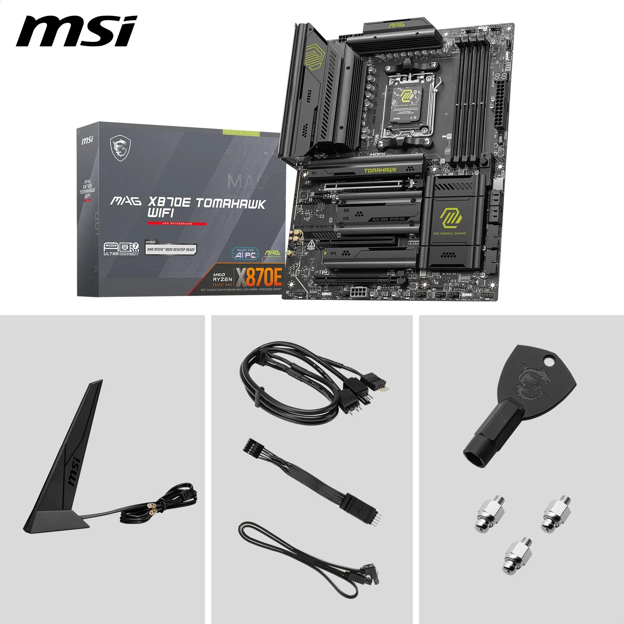 Msi Mag X870E Tomahawk Wifi Motherboard, Atx - Supports Amd Ryzen 9000/8000 / 7000 Processors, Am5-80A Sps Vrm, Ddr5 Memory Boost 8400+ Mt/S (Oc), Pcie 5.0 X16, M.2 Gen5, Wi-Fi 7, 5G Lan - View 7