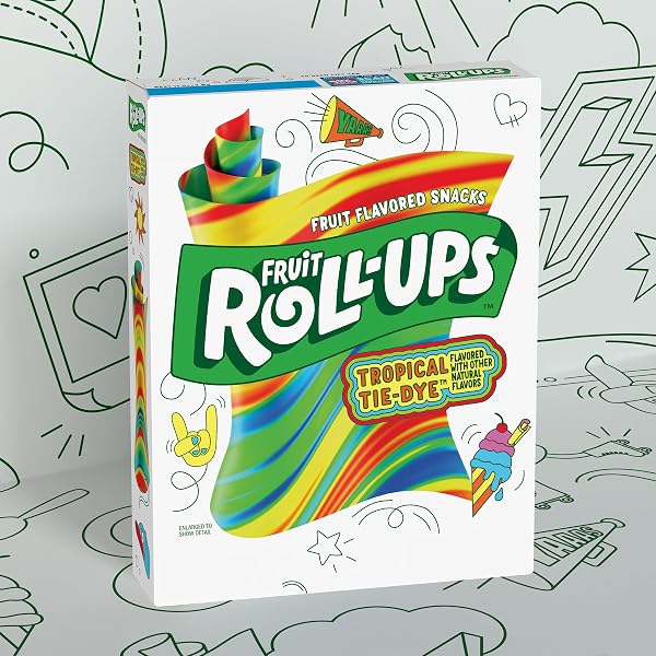 FRUIT ROLL-UPS FRUIT FLAVORED SNACKS, TROPICAL TIE-DIE, 0.5 OZ, 10 CT
