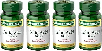 Folic Acid 800 mcg Tablets Maximum Strength, 4 Bottles (250 Count)