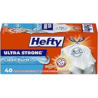 Hefty Ultra Strong Tall Kitchen Trash Bags, Clean Burst Scent, 13 Gallon, 40 Count (Packaging May Vary)