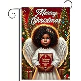 BlissYard Christmas Garden Flag for Outside 12x18 Angel with Christmas Blessing Book,Double-Sided,Weatherproof Outdoor Holiday Yard Decoration for Lawn,Yard and Patio