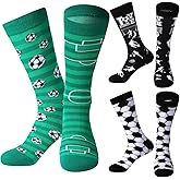 Coume 3 Pairs Christmas Funny Soccer Gifts for Men Novelty Soccer Socks Bulk Breathable Non Slip Boys Sports Crew Socks for Christmas Stocking Gifts Goodie Bag Fillers Party Favors
