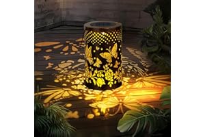 Qoosea Solar Lanterns Outdoor Waterproof Hanging Solar Lights Butterfly Hollowed-Out Metal Garden Decor for Yard Patio Lawn Pathway
