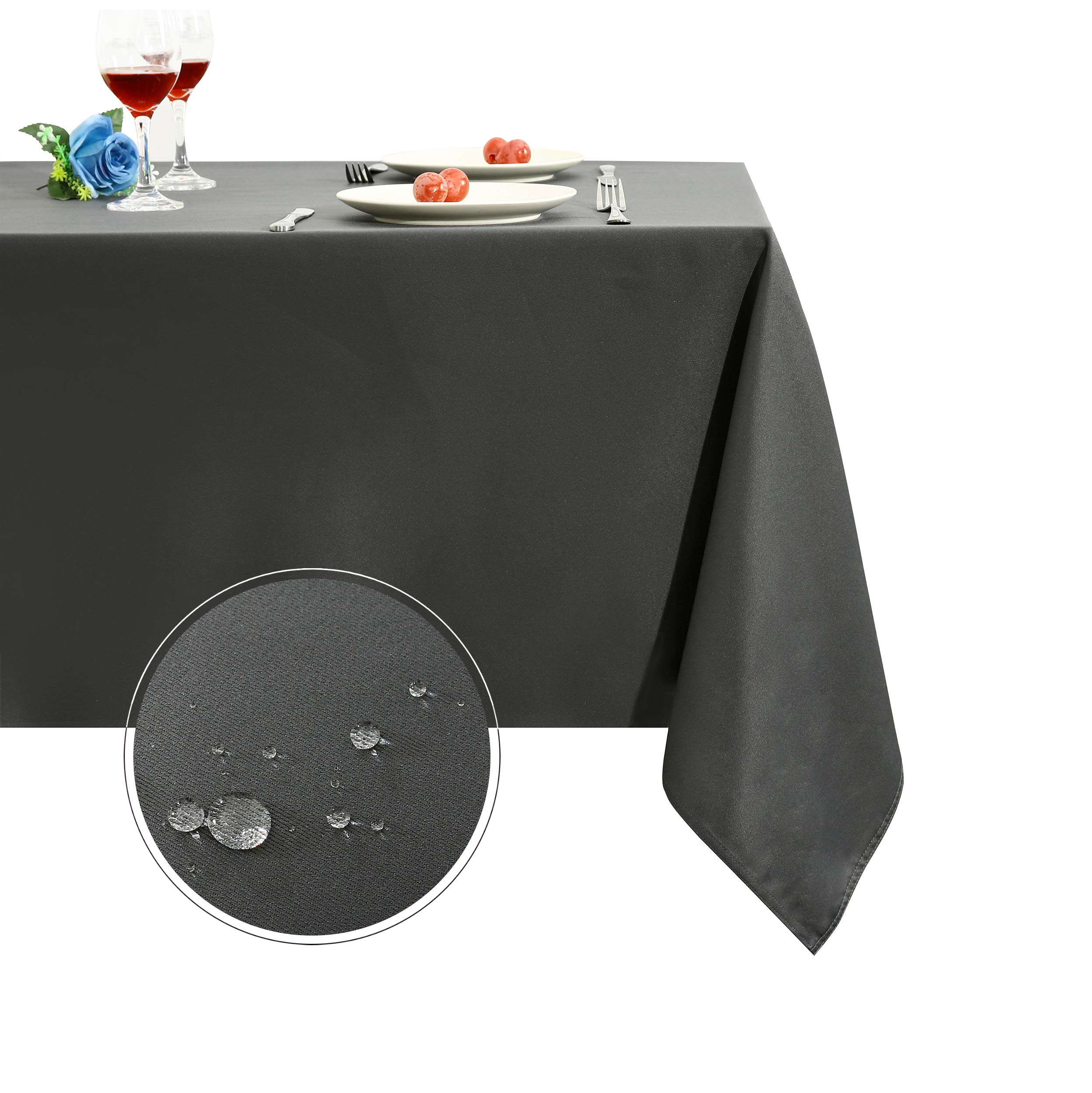 Obstal Rectangle Table Cloth, Oil-Proof Spill-Proof and Water Resistance Microfiber Tablecloth, Decorative Fabric Table Cover for Outdoor and Indoor Use (Grey, 60 x 84 Inch)