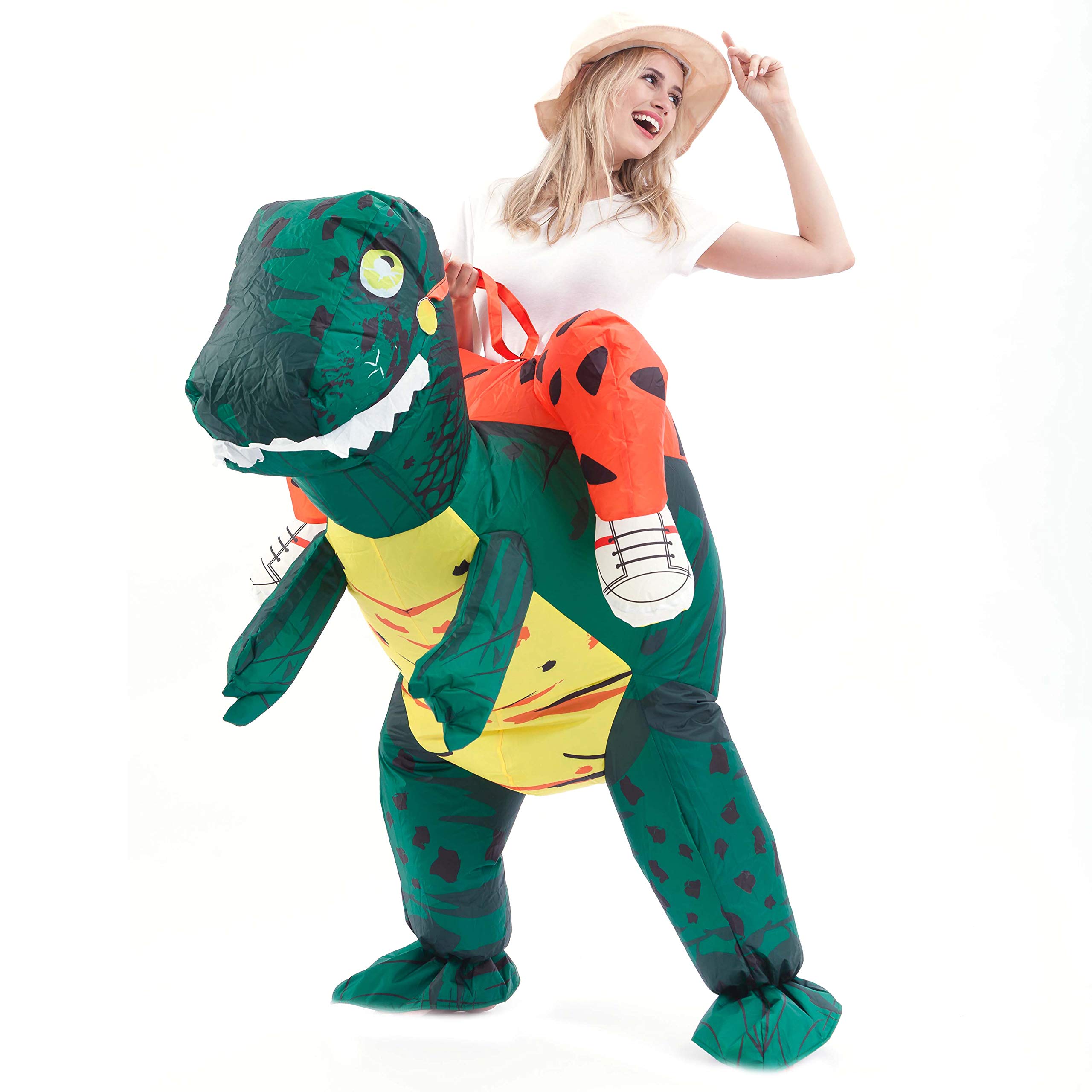 Spooktacular Creations Inflatable Dinosaur Costume Riding a TREX Air