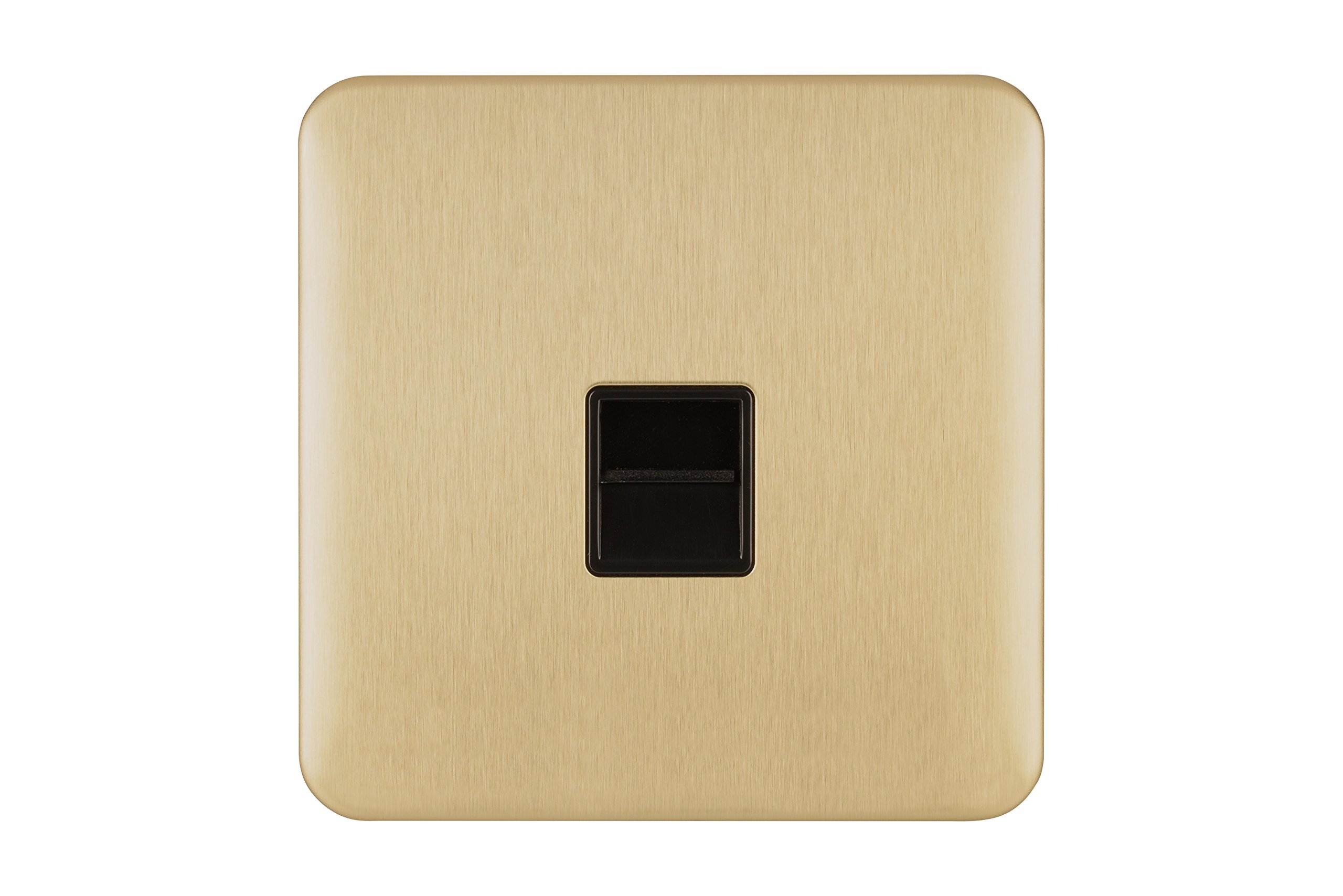 Schneider Electric Lisse Screwless Deco - Single Telephone Socket, Secondary, 240V GGBL7062BSB, Satin Brass with Black Insert