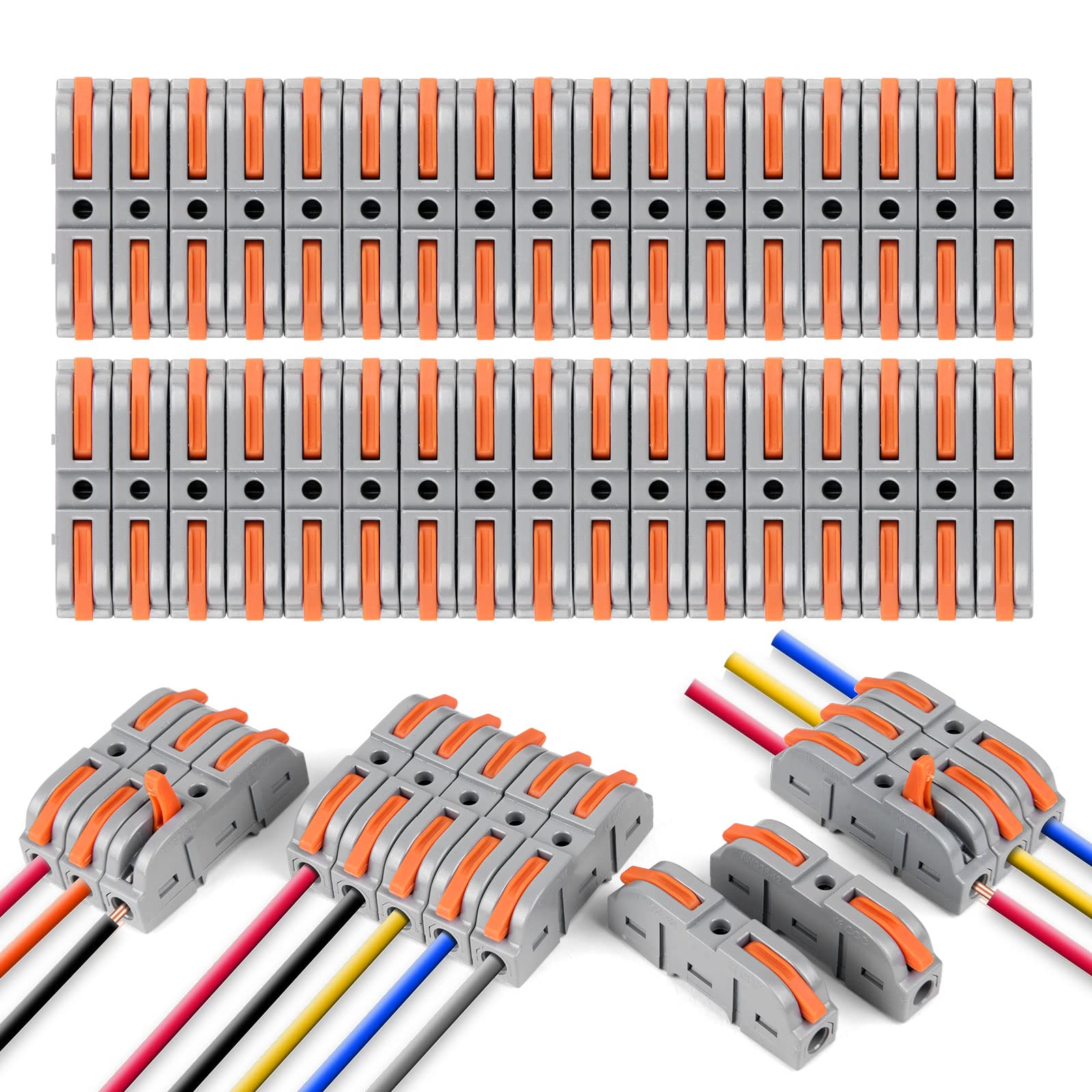 flintronic Wire Connectors, 34PCS Electrical Connectors Quick Dual Wire Terminal Block, 2 Pin Peel-free Push-type Design Connectors, 18-22AWG Wire Quick Splice Connector Wire Crimp Terminal