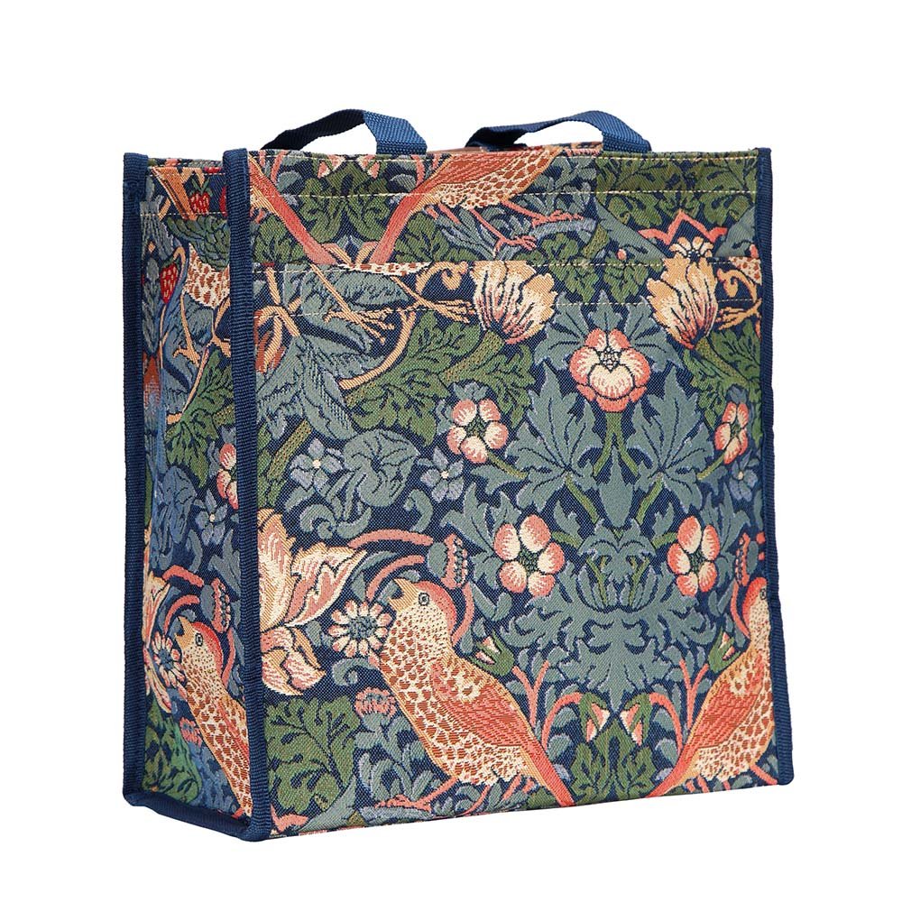:Signare Womens Fashion Tapestry Shopper Bag Shoulder Bag in Strawberry Thief Blue Inspired by William Morris