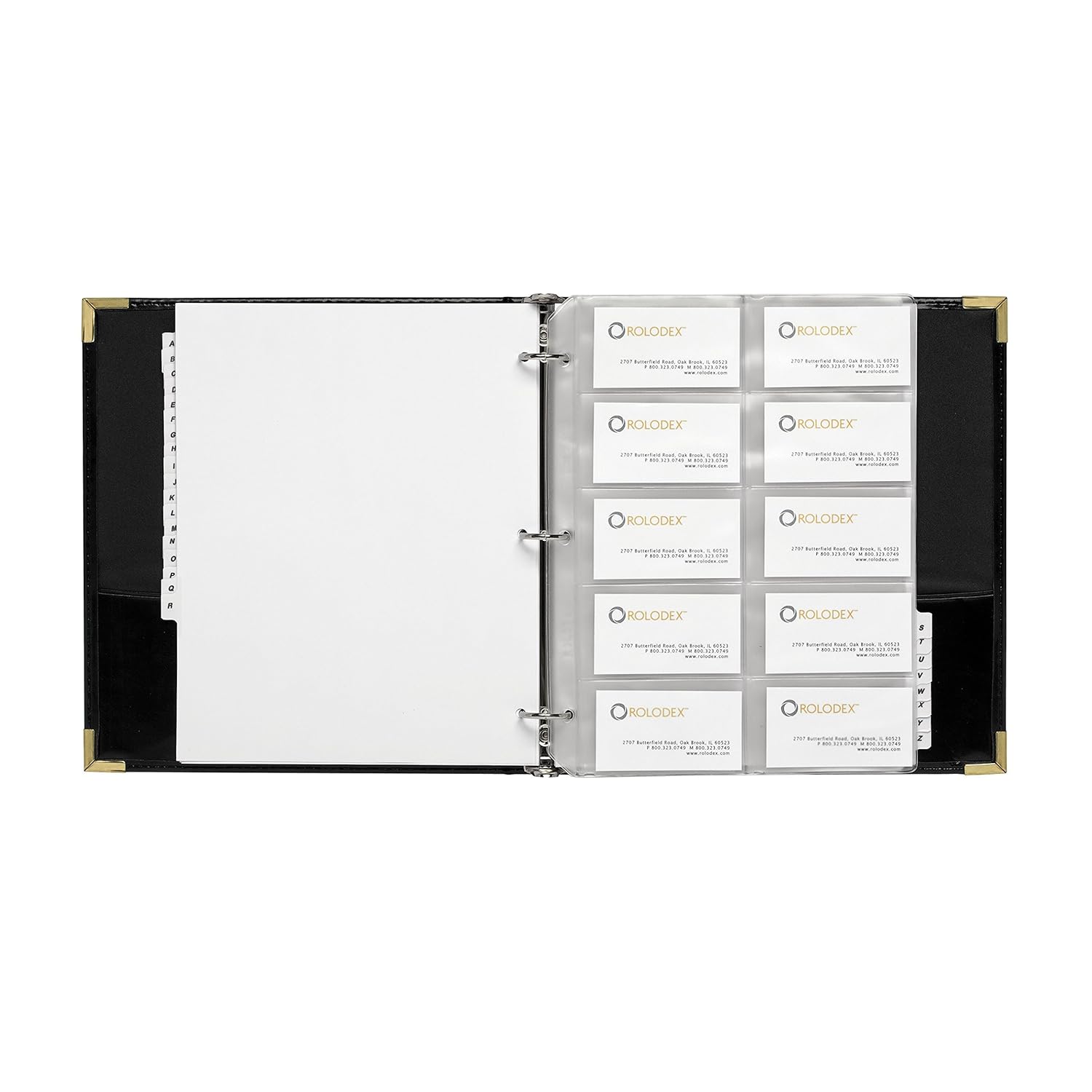 Rolodex Professional 3Ring Business Card Holder, 200Card, Black