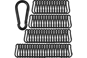 SEUNGCH 100Pcs 2.36" Spring Snap Hook Carabiners, M6 Galvanized Steel Black Small Carabiner Clip, Keychain Clip, Quick Link Key Chain for Hammock Swing Set Outdoor Travel, Camping, Fishing, Hiking