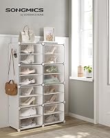 SONGMICS 8 Slot Interlocking Shoe Rack with Doors White LPC034W01 view 9