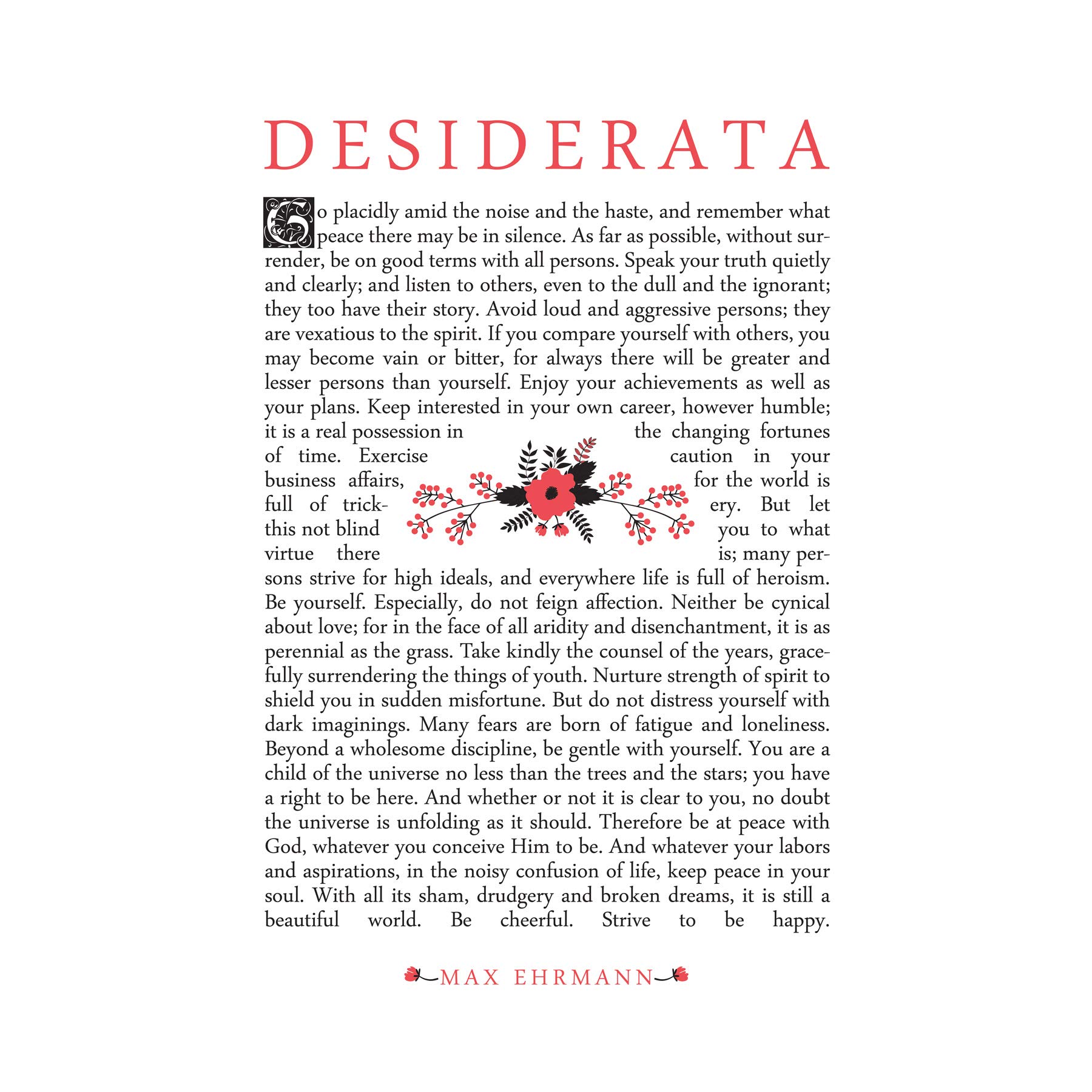 Wee Blue Coo Desiderata Ehrman Floral Large Wall Art Poster Print Thick Paper 18X24 Inch