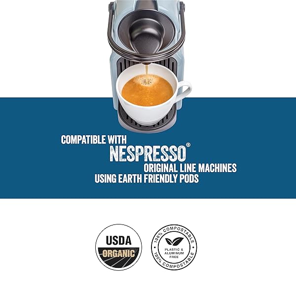 LA NATURA LIFESTYLE ORGANIC LUNGO FORTE COFFEE PODS – MEDIUM ROAST ARABICA COFFEE CAPSULES FOR NESPRESSO ORIGINAL LINE MACHINES – COMPOSTABLE CAPSULES, ALUMINUM-FREE – SINGLE-SERVE PODS (10 COUNT)