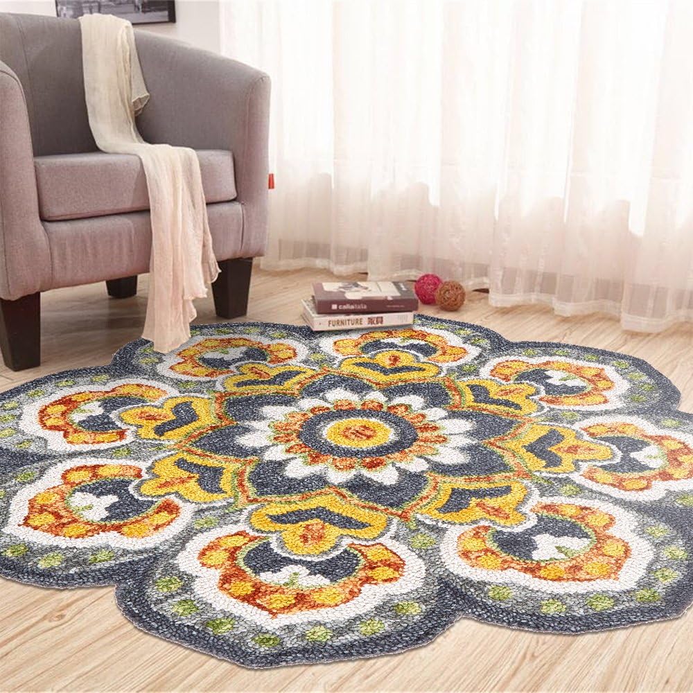 LR HomeDazzle Area Rug, 6' Round, Gray